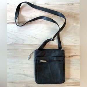 David King Boston Black Crossbody Bag, Genuine Leather
